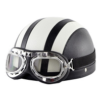 Vente directe fabricants rétro Vintage demi-visage casque de moto lunettes PU ABS coque visage ouvert Style pour les filles nouvel état