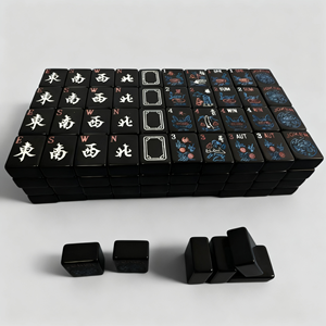Luxury Custom High Quality Modern American Mahjong Set-Portable 166pcs 1.18" Black Melamine Tiles for <b>Entertainment</b> - Product Image 1