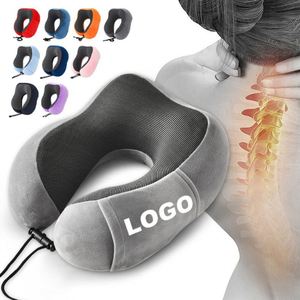 Custom logo Ergonomic Memory Foam Pillow Traveling Neck Pillow to Relieve Neck Pain U-shaped Neck <b>Travel</b> Pillow for Airplane - Product Image 1