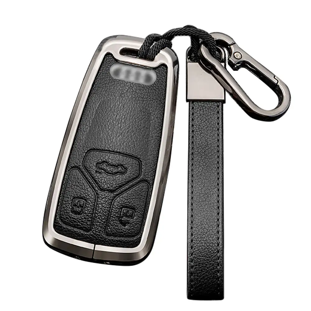 Cho Audi Key Fob bìa da với Keychain kim loại Key trường hợp bảo vệ tương thích Audi A4 Q7 Q5 TT A3 A6 sq5 R8 S5 chìa khóa thông minh