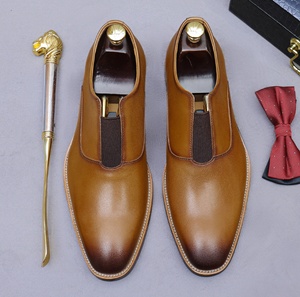 Chaussures décontractées pour hommes de grande taille, en cuir de vachette de luxe, à bout fermé, à enfiler, intemporelles, pour le bureau et la carrière - Product Image 1