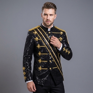 Veste à paillettes tressée dorée de qualité supérieure pour hommes, idéale pour les défilés de carnaval de Cologne et les événements de Fasching allemand - Product Image 1