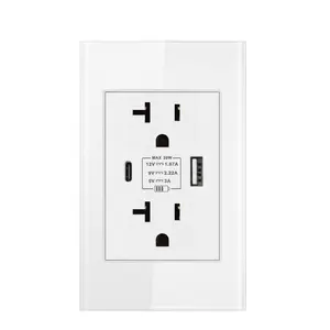 Usb 12v 5 9v double ports switch US home fast charging 20a power wall socket with usb ports