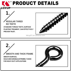 Ganci a Occhio Robusti da 5 Pollici, Viti a Occhio Grandi in Acciaio Inossidabile, Ganci a Vite Neri Antiruggine per Appendere - Product Image 4
