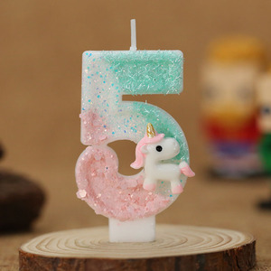 Adorable <b>Unicorn</b> Handmade Number Candle With Pure Paraffin Wax Factory Price Great For Children Birthday Cake <b>Decor</b> - Product Image 5