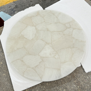 Bán Buôn Tự Nhiên Rắn Bán Đá Quý Tinh Thể Màu Trắng Đá Thạch Anh Vòng Bàn Cà Phê Top - Product Image 1