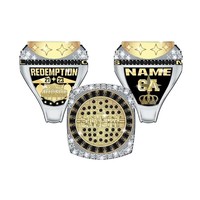 Anillo de Aleación Personalizado para Ganadores, con Emblema del Equipo Grabado, Número de Serie del Atleta, Incrustaciones de Diamantes de Imitación, Joyería Deportiva para Torneos
