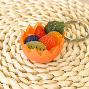 Customized Fake Fruit Sorbet Metal Key Chain Funny Keychains Gift 3D <b>Cute</b> Keychain Simulation Fruit Keyring - Product Image 4