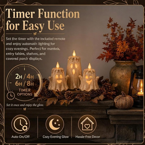 Lámpara con Control Remoto con Temática de Halloween, Juego de Velas de Resina, Solo Presione el Botón para Iluminar la Oscuridad, Adorno para Fiestas - Product Image 2