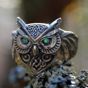 Antique Silver Plated <strong>Owl</strong> Ring Customizable Unisex Punk Style Hot Sale Vintage Finger <strong>Jewelry</strong> Made of Alloy - Product Image 2
