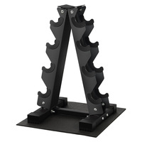 Support Commercial Pliable en Acier pour Haltères, Étagère Verticale Triangulaire pour Quatre Paires, Équipement de Rangement pour Entraînement et Fitness