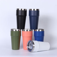 Gourde isotherme en acier inoxydable à double paroi de 16 oz avec logo personnalisé, colorée, pour le bureau, la maison, la voiture, thermos, tasse, gobelet