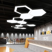 Lustre LED hexagonal en fer, dimmable, garantie 2 ans, installation facile pour bureau, salle de sport et usage industriel