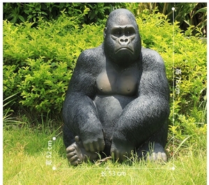 H001 Gorila Estatua Ocio al aire libre Arte Fibra de vidrio Mono Tamaño real Escultura Jardín urbano Patio trasero Asientos Relajarse Animal - Product Image 5