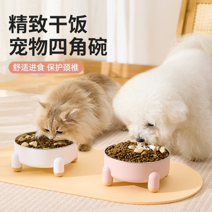 Bol pour animaux de compagnie en acier inoxydable avec quatre pieds antidérapants, conception anti-renversement, anti-noircissement du menton et bol haut pour chat. En stock. - Product Image 3