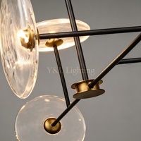 Lustre Linéaire Moderne Noir et Or à 6 Lumières, Suspension en Verre Dépoli, LED, Hauteur Réglable, Garantie 5 Ans, Minimaliste, Long