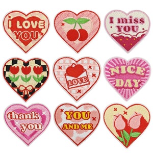 Wholesale Customized Colorful <b>Hearts</b> Shape Applique Embroidery <b>Heart</b> Patches With Letter Decoration for Garment /Bag - Product Image 1
