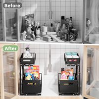 Organisateur d'évier réglable YOTO, étagère de rangement coulissante pour bouteilles, bocaux, vaisselle en métal pour la cuisine