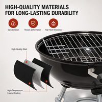 Barbecue au charbon de bois émaillé OEM 14-22 pouces, grille nano-revêtement 4 tailles, certifié CE ETL GS LFGB, qualité supérieure, vente en gros directe usine