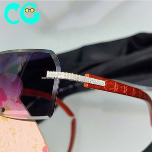 Gafas de Sol de Moda con Lentes Tallados 2026, Gafas de Sol Cuadradas sin Montura, Diseño de Marca de Lujo 2023, Gafas de Sol Vintage sin Montura con Pedrería - Product Image 2