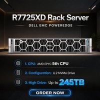 Server Rak Penyimpanan Objek 2U OEM Dell EMC PowerEdge R7725XD dengan CPU AMD EPYC 9255/128G DDR5/480G SSD/Power Supply 1800W