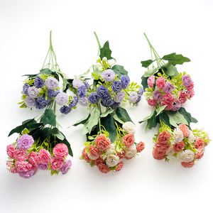 Ramo de Flores de Seda de 33 cm, Clavel e Hortensia, Decoraciones para Mesa de Boda y Hogar, Accesorios de Fotografía - Product Image 1