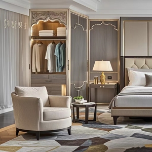 Set di Mobili per Camera d'Albergo in Legno dal Design Moderno con Pannelli Personalizzabili in Dimensioni e Colori per Appartamenti e <span class=keywords><strong>Hotel</strong></span> - Product Image 6