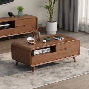Mobile <span class=keywords><strong>TV</strong></span> <span class=keywords><strong>in</strong></span> Legno Massello Stile Mid-Century con Cassetti per <span class=keywords><strong>TV</strong></span> da 65+ Pollici, Centro di Intrattenimento per Soggiorno - Product Image 2