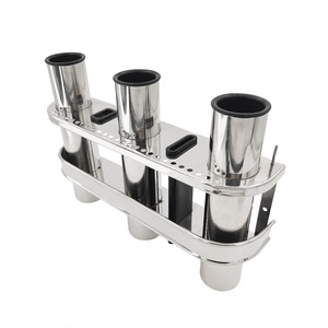 Soporte para cañas de pescar Isure de acero inoxidable con 3 tubos para montaje en barco - Product Image 1