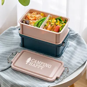Kotak Bento wadah penyimpanan makanan Microwave kotak makan siang wanita kotak makan siang untuk kerja Eco-friend injeksi plastik persegi panjang Modern