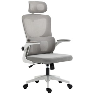 Chaise de bureau ergonomique réglable en hauteur avec appui-tête, 60x59x114-122 cm, gris - Product Image 1
