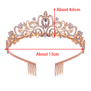 Couronne de Mariage en Gros en Cristal, Diadème Coloré en Strass pour Filles, Couronne Nuptiale avec Peigne, Couronnes d'Étiquette d'Anniversaire - Product Image 6