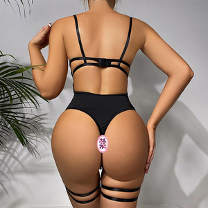 Nuevo mono de mujer malla empalme espalda descubierta Sexy Strappy Bodysuit sin mangas malla transparente Lencería Sexy Lencería - Product Image 6