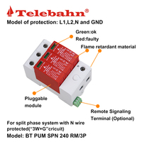 Parasurtenseur 127V/254V 20-50kA pour phase divisée avec fil N, protection contre les surtensions IP20