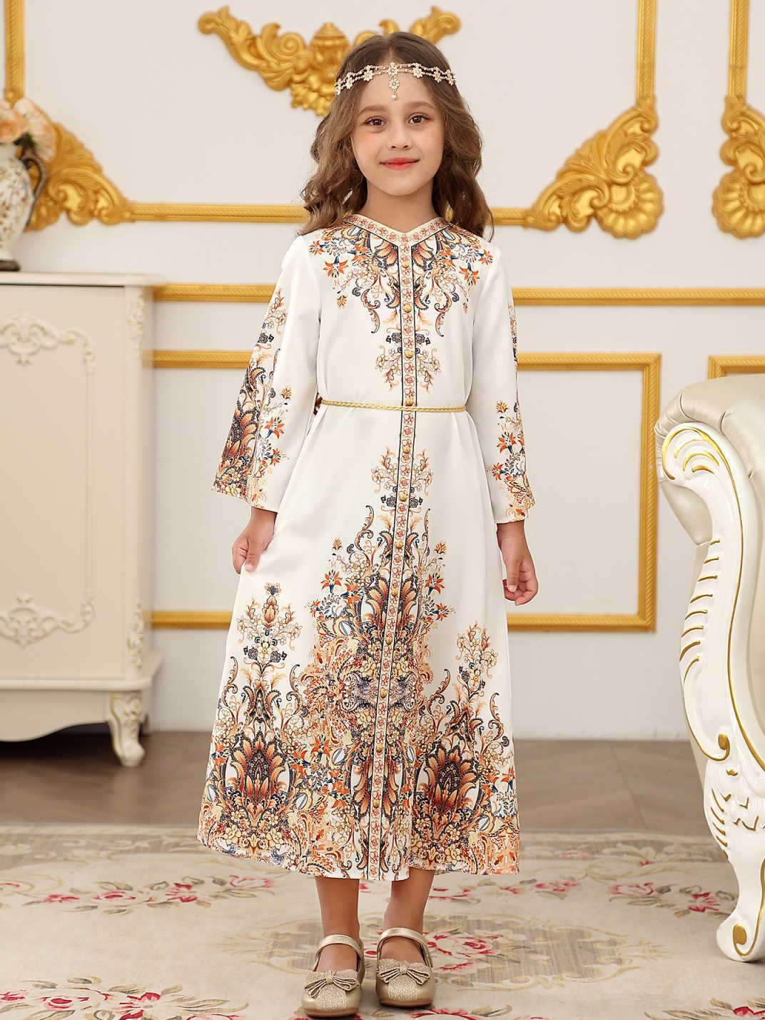 Girls' Arabic Turkish Dubai Abaya Dress - Royal Palace Gown