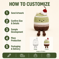 Porte-clés en peluche Kawaii Gâteau aux matcha en couches avec cerise, jouet en peluche doux en forme de dessert, cadeau
