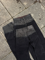 Jeans Punk High Street pour Hommes Rock Revival en Cuir, Coupe Ajustée, Effet Vieilli, Bordures Déchirées, Empilés