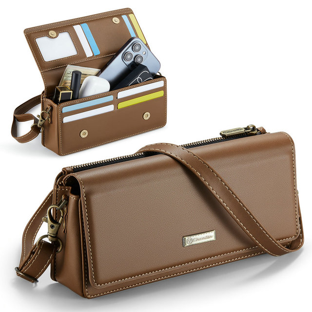 CaseMe Luxury Waterproof RFID Blocking Phone Covers All Phones Card Holder Crossbody Lanyard Strap PU Leather Magnetic Flip Case