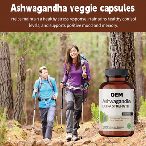Capsules d'extrait <span class=keywords><strong>de</strong></span> racine d'Ashwagandha OEM 3000mg Bio Végétalien Sans OGM pour Adultes Soulagement du Stress Soutien au Sommeil Boost d'Énergie Immunité - Product Image 5