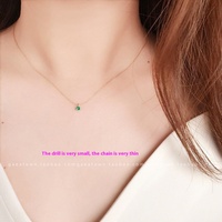 S925 Sterling Silver 14K Plaqué Or Slim Clavicule Chaîne Mini Simple Diamant Zircon Six Griffes Classique Collier pour
