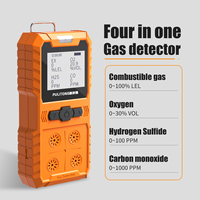 Detektor Gas Portabel, Monitor Gas 4 Jenis (H2S, O2, CO, dan LEL) dengan Alarm Gas Suara, Cahaya, dan Getaran