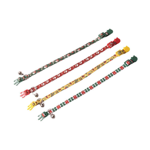 حيوان أليف box احتفالي سانتا كلوز طباعة كلاسيكي مخطط أحمر وأخضر وجرس جلجل ياقة قطة جذابة للعطلات - Product Image 3