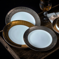 Vaisselle de luxe en forme d'os de Phnom Penh, large bord en relief doré et argenté, ensemble de dîner de Banquet de mariage