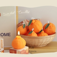 Grande bougie artisanale réaliste en forme de mandarine Shiranui, orange, en paraffine, parfumée pour l'aromathérapie, personnalisable pour Noël