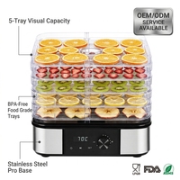 Fabrieks-OEM ODM Elektrische 5-laags digitale besturing BPA-vrije roestvrijstalen milieuvriendelijke voedseldroger voor fruit en huisdierensnacks