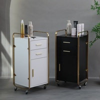 Chariot de rangement moderne pour salon de coiffure, rotation à 360 degrés, grande capacité de charge, rangement multi-niveaux, finition dorée, facile à utiliser