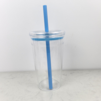 Vente en gros 450ml simple paroi réutilisable en plastique gobelet tasse Boba thé au lait tasse à café avec paille multicolore pour l'utilisation de l'eau