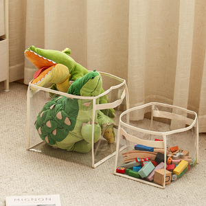 Barril de almacenamiento de juguete de peluche transparente de estilo coreano de gran capacidad, bolsa de almacenamiento de algodón para muñecas, juguete de bloques de construcción para niños - Product Image 4