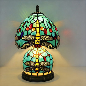 Modern Floral Stained Glass LED <strong>Table</strong> Lamp Resin Base Vintage Handcrafted Shade for Bedroom Living Room Study Decor - Product Image 3