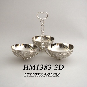 Tavolo indiano in metallo placcato <span class=keywords><strong>argento</strong></span> tondo caramelle frutta dado appeso ciotola set per matrimonio - Product Image 2